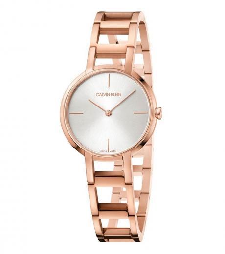 rose gold cheers silver dial watch