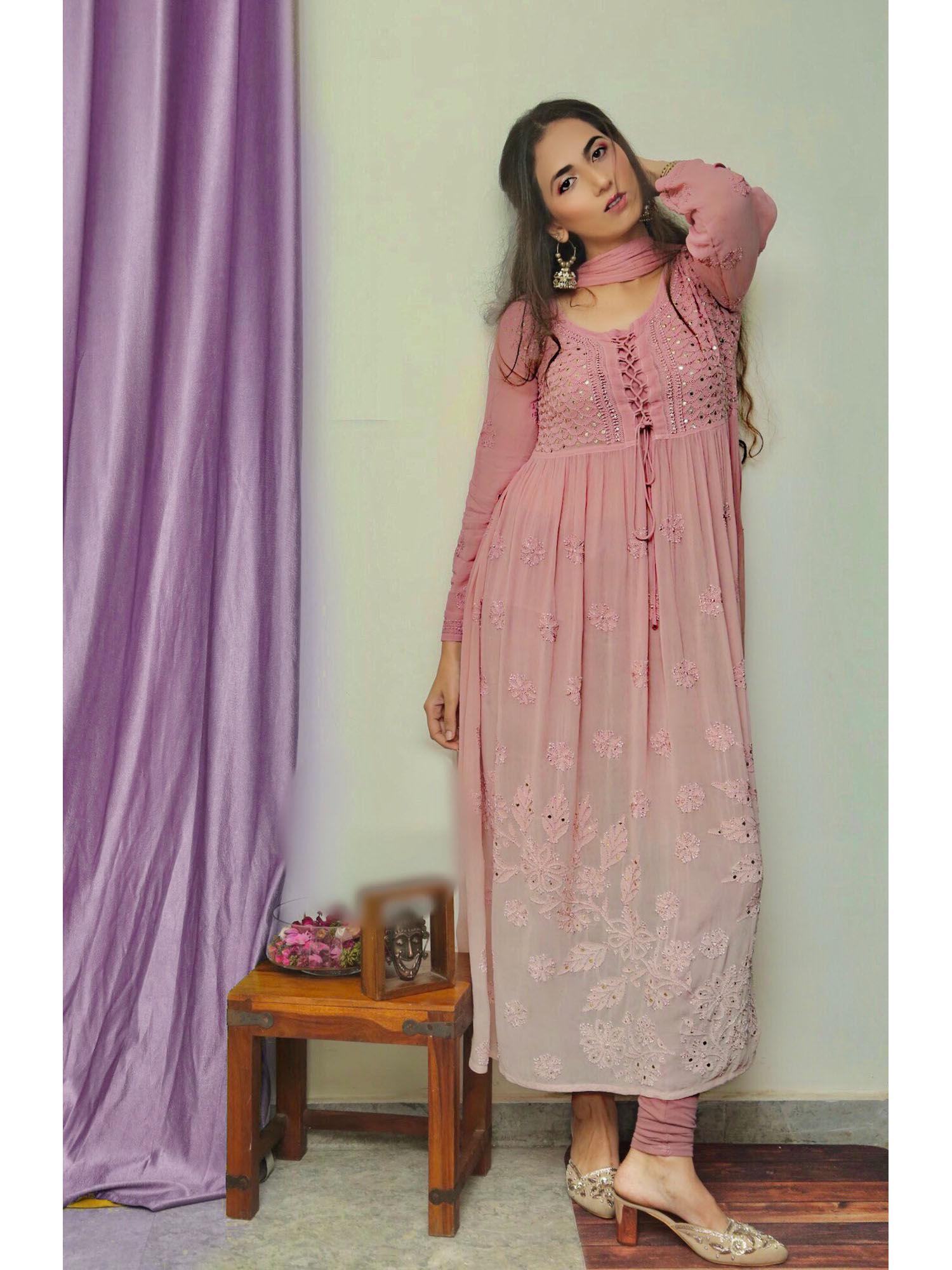 rose gold chikankari kurta