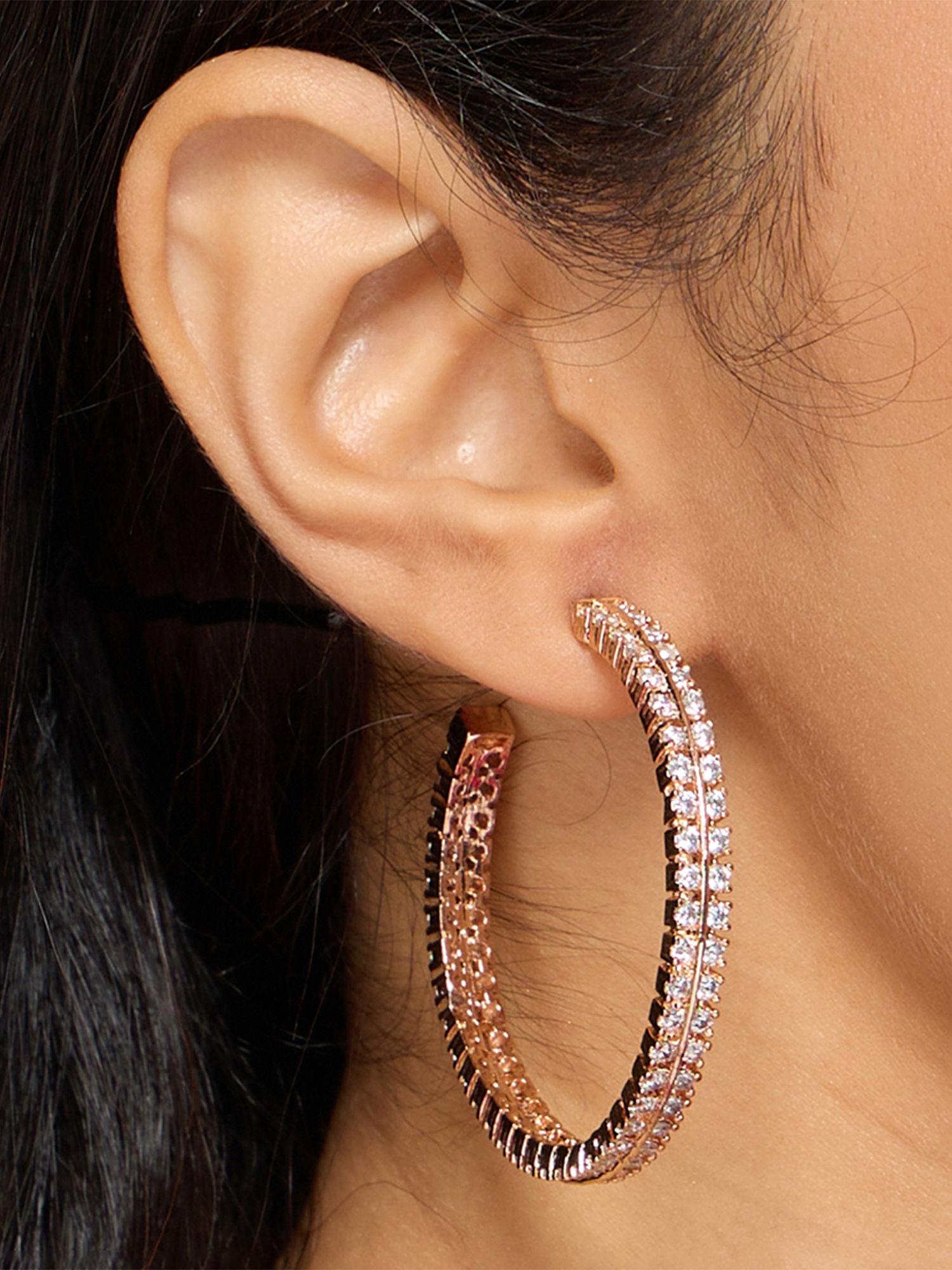 rose gold diamante hoop earrings