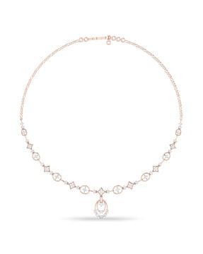 rose gold diamond studded short necklace