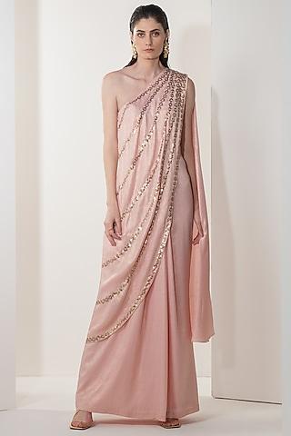 rose gold embellished saree gown