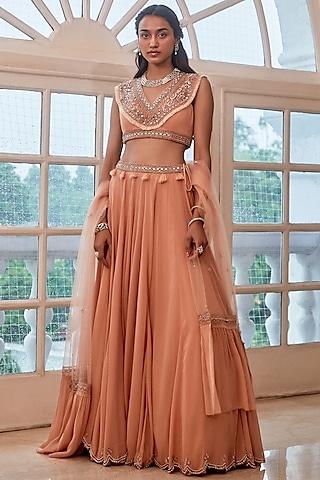 rose gold embroidered lehenga set