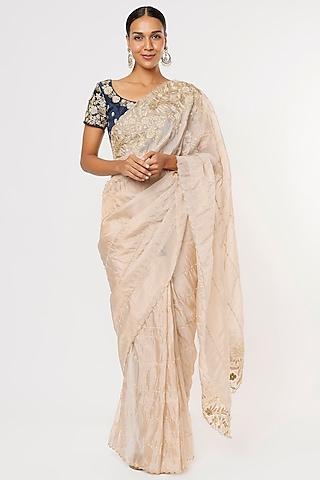 rose gold embroidered saree set