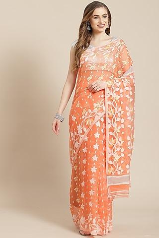 rose gold floral saree with blouse piece