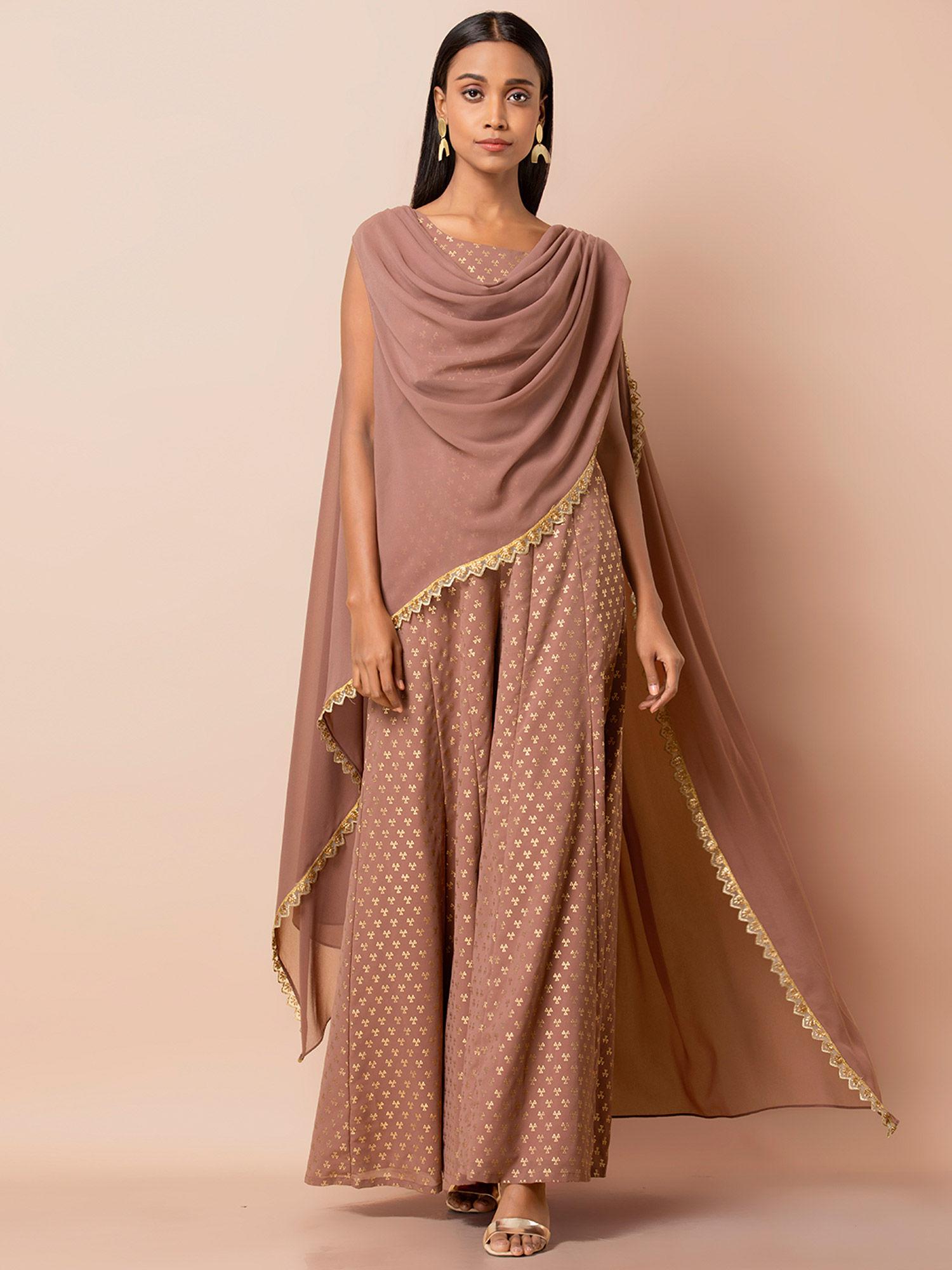 rose gold foil attached dupatta crop top