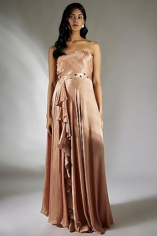 rose gold gajji draped maxi dress