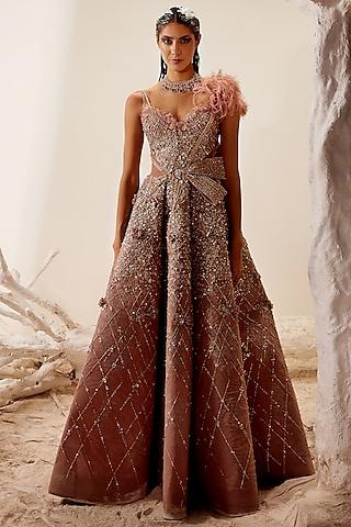 rose gold hand embroidered gown