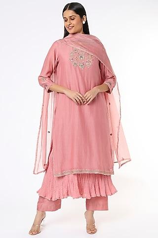 rose gold hand embroidered kurta set