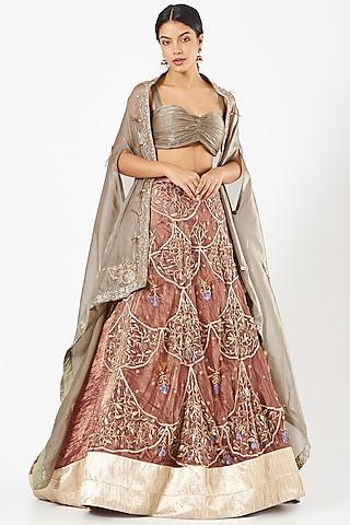 rose gold hand embroidered lehenga set