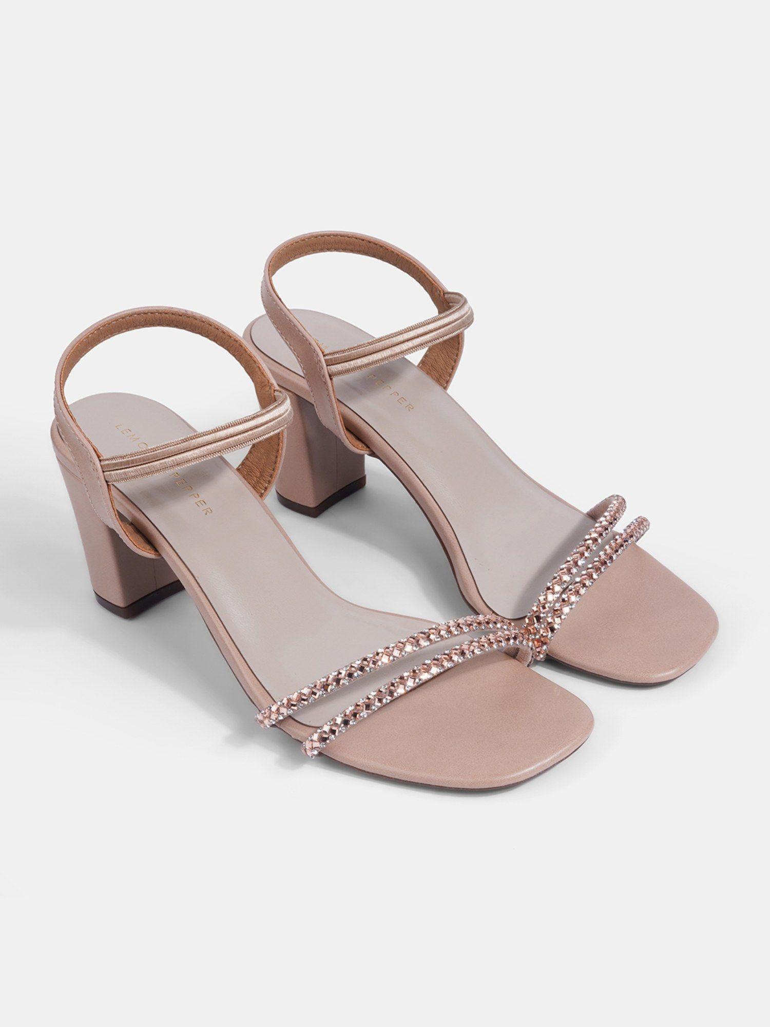 rose gold heeled sandals