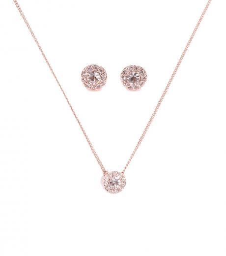 rose gold pave necklace & earrings set