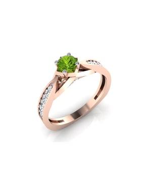 rose gold peridot studded aadhav solitaire ring