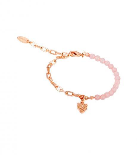 rose gold pink beads logo charm bracelet