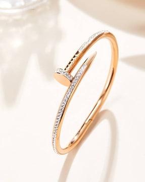 rose gold-plated amercian diamond-studded cuff bracelet