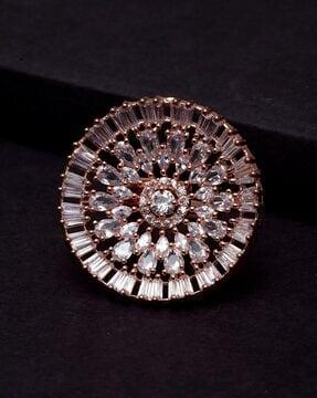 rose gold-plated american diamond-studded ring