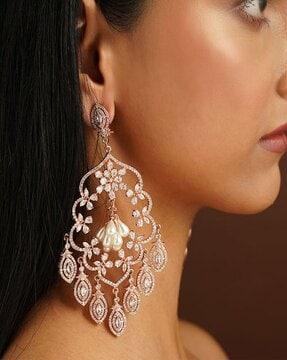 rose gold-plated crystal drop earrings