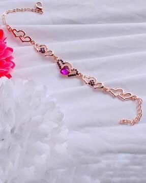 rose gold-plated crystal-studded bracelet