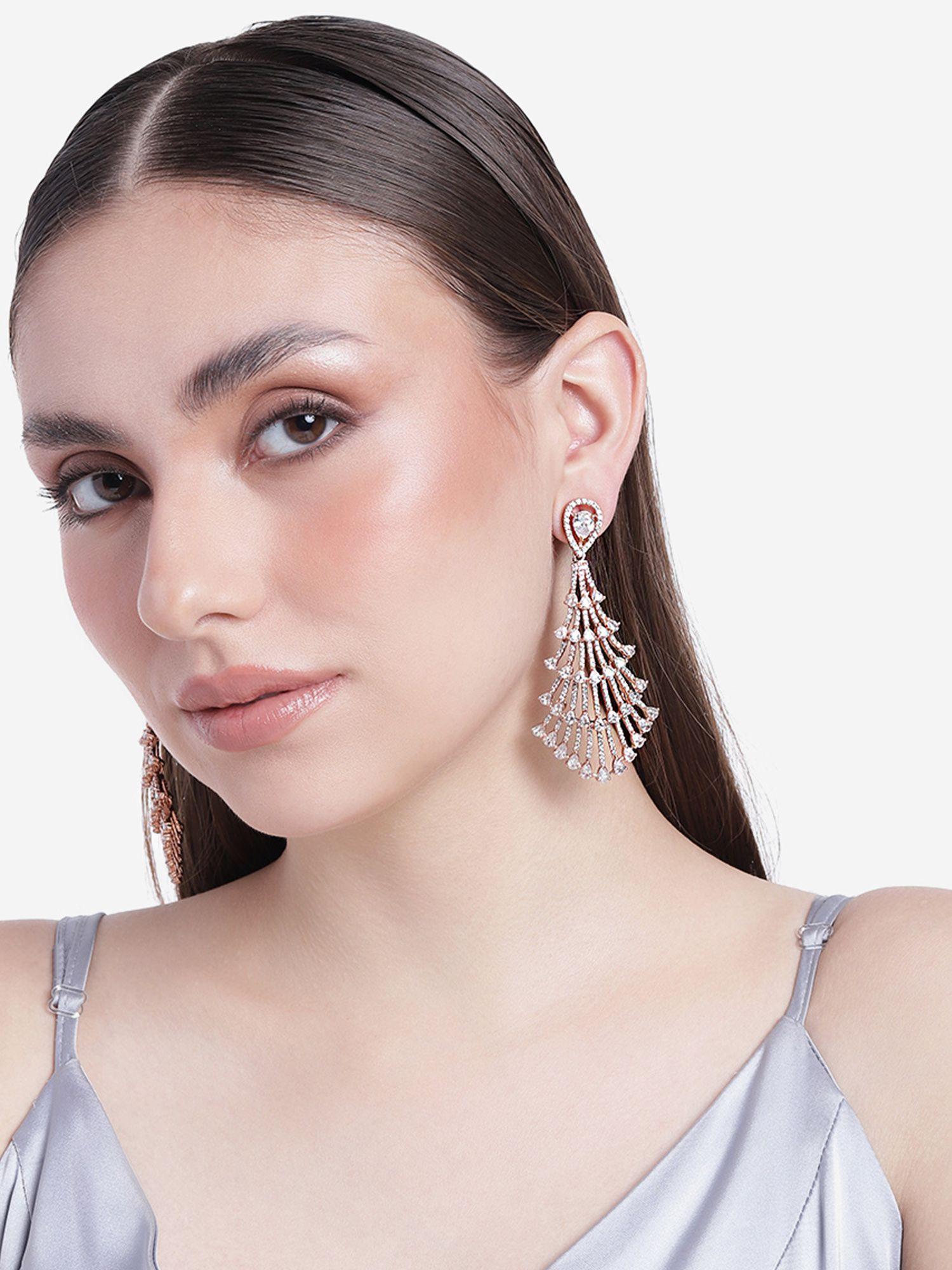 rose gold plated cz astonishing earrings for women