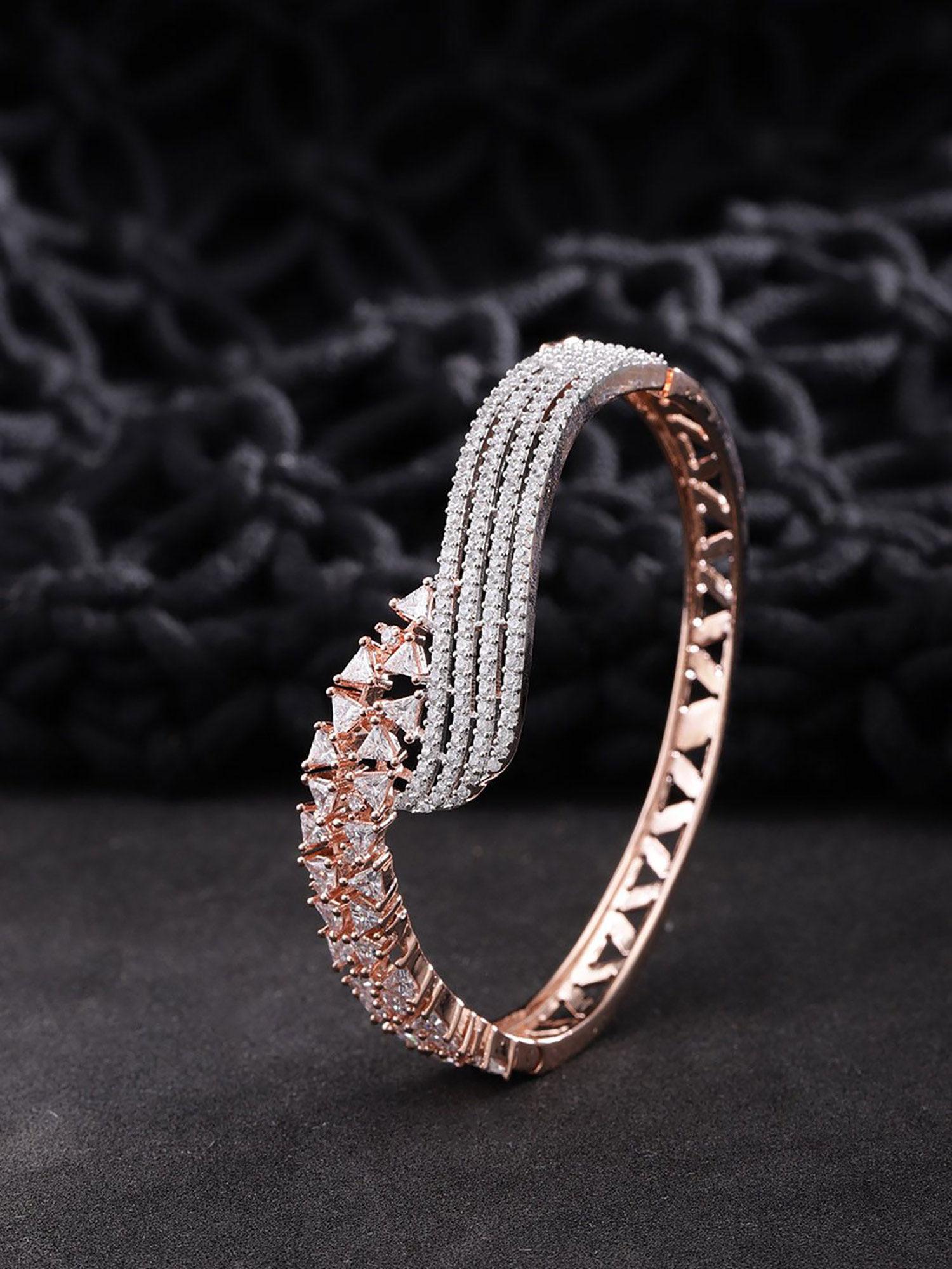 rose gold plated cz stone studded bracelet