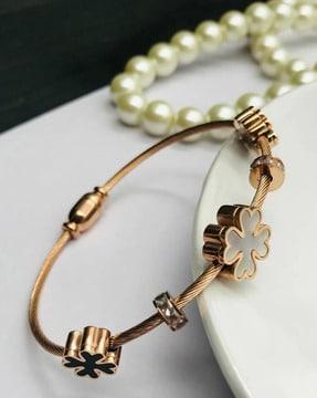 rose gold-plated floral bracelet