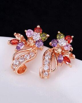 rose gold-plated flower stud earrings