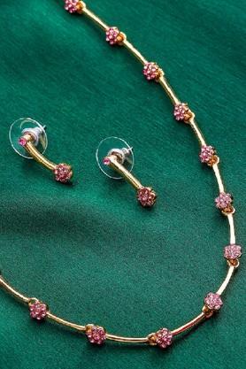 rose gold plated garland designer jewellery set with austrian crystals