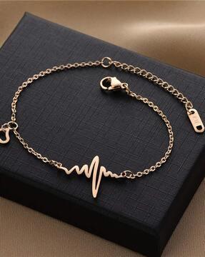 rose gold-plated heartbeat anklet