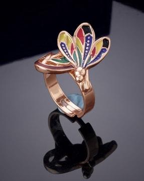 rose gold-plated honey bee adjustable ring