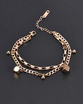 rose gold-plated layered link chain bracelet