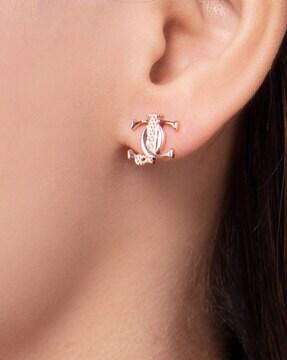 rose gold-plated linea logo stud earrings
