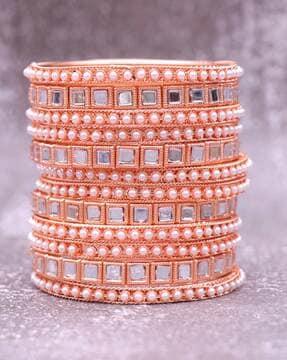 rose gold-plated pearl bangle set