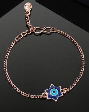 rose gold-plated star evil eye charm bracelet