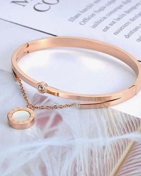 rose gold-plated stone-studded bracelet