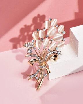 rose gold-plated stone-studded brooch