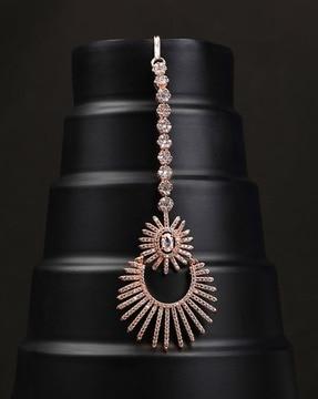 rose gold-plated stone-studded mangtika