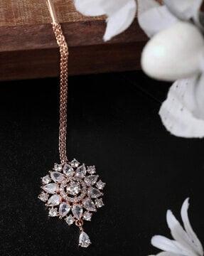 rose gold-plated stone-studded mangtikka