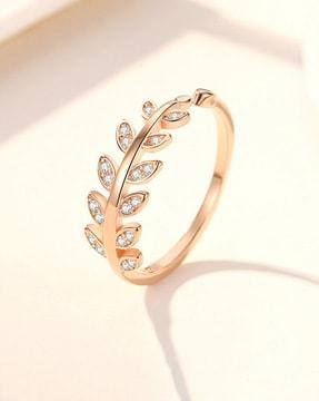 rose gold-plated stone-studded ring