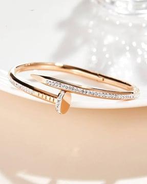 rose gold-plated stone-studded slip-on bracelet