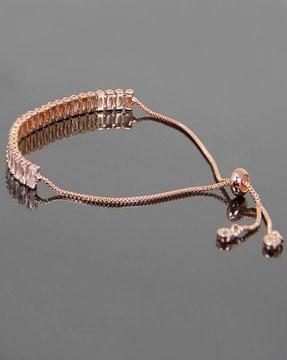 rose gold-plated stone-studded slip-on bracelet