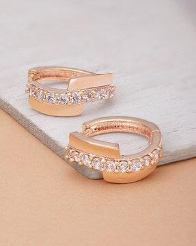 rose gold-plated stone-studded stud earrings