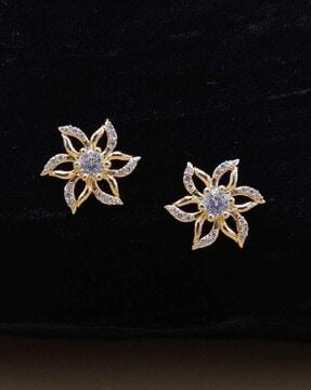 rose gold-plated stone-studded stud earrings