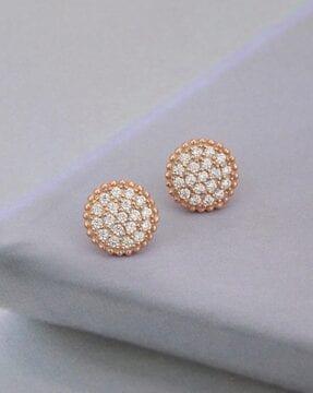 rose gold plated with cz stud earrings - b582603e
