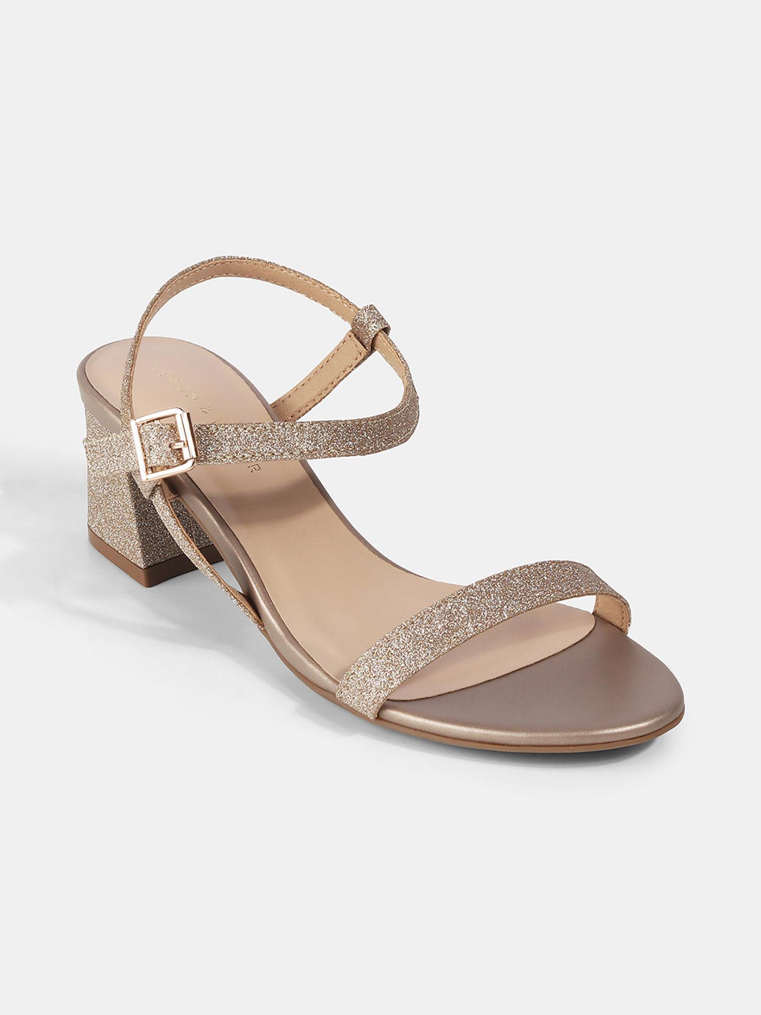 rose gold round toe sandals