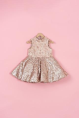 rose gold sequins & net dress for girls
