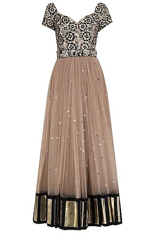 rose gold sequins embroidered anarkali set