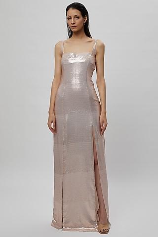 rose gold sequins slip dress