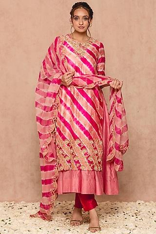 rose gold silk anarkali set