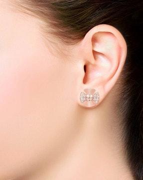 rose gold stone-studded earrings