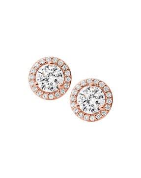 rose gold stone-studded stud earrings