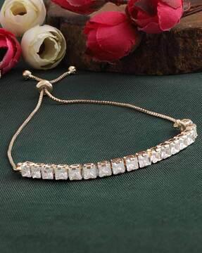 rose gold-toned stone-studded link bracelet